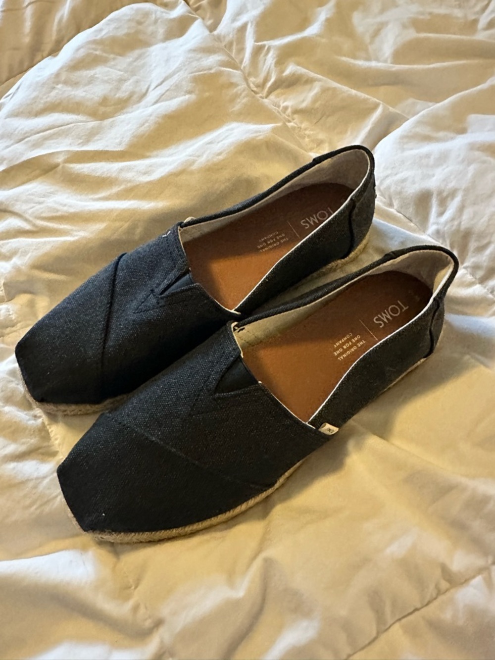 Toms Black Canvas Slip-On Espadrilles